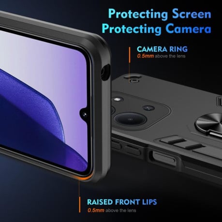 Ударозащитный чехол Metal Ring Holder на Xiaomi Redmi 15C 5G / 4G Global 171mm / Poco C85 4G - черный