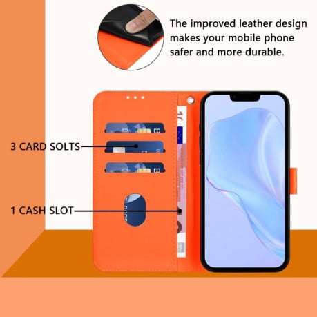 Чехол-книжка Skin Feel S-type для iPhone 16 Plus - оранжевый