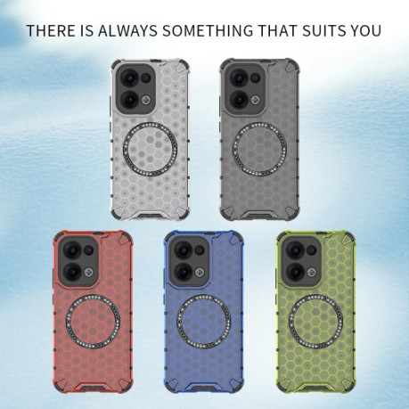 Противоударный чехол Honeycomb Magnetic Ring Shockproof на OPPO Reno13 5G Global - красный