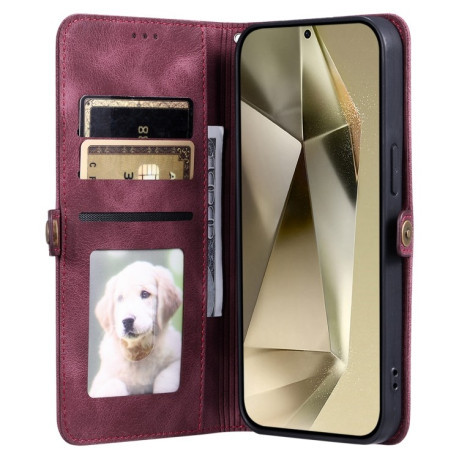 Чохол-книжка Totem Embossed Magnetic Leather для Samsung Galaxy A16 5G - винно-червоний