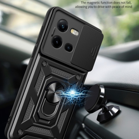 Противоударный чехол Sliding Camshield для Vivo V25 5G/V25e 4G/X80 Lite 5G - зеленый