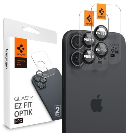 Комплект защитных стекол на камеру Spigen Glass tR EZ Fit Optik Pro для  iPhone 16 Plus - Black