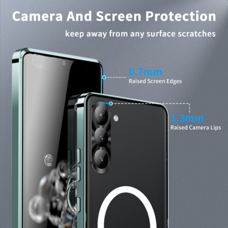 Противоударный чехол Frosted Meta (MagSafe) для Samsung Galaxy S23+ 5G - зеленый