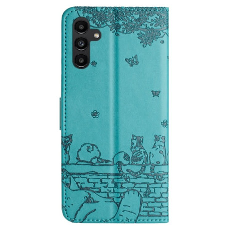 Чехол-книжка Cat Embossing Pattern на Samsung Galaxy S24 FE 5G - синий