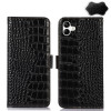 Кожаный чехол-книжка Crocodile Top Layer на Samsung Galaxy A04 4G - черный