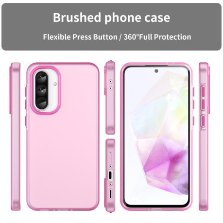 Противоударный чехол Frosted Translucent TPU Hybrid PC для Samsung Galaxy A36 5G - розовый