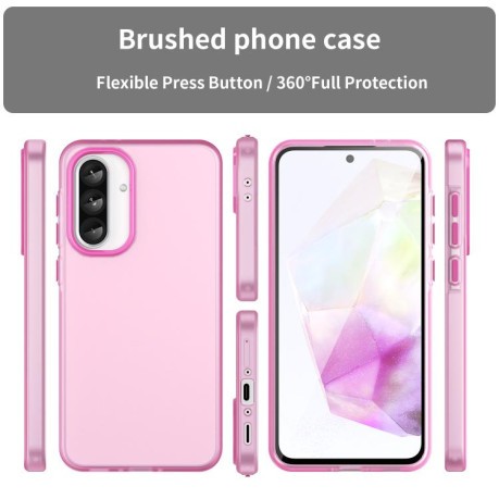 Противоударный чехол Frosted Translucent TPU Hybrid PC для Samsung Galaxy A56 5G - розовый