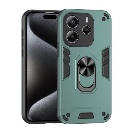 Ударозащитный чехол Shockproof Metal Ring Holder для Xiaomi Redmi Note 14 4G 164.84mm - зеленый