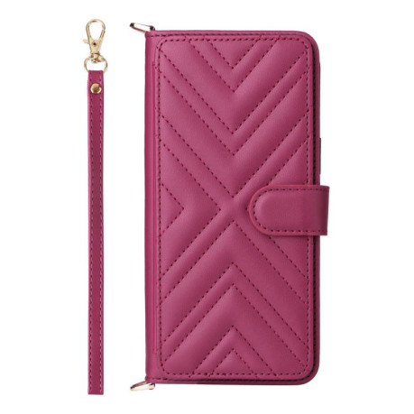 Чехол-книжка Multifunctional 6-Card Slots Leather на Realme GT 7 Pro - пурпурно-красный