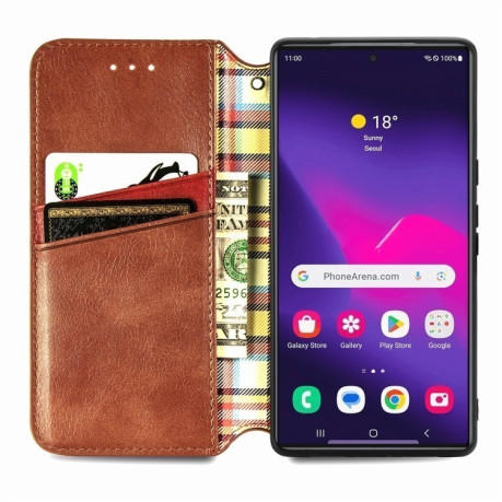 Чехол-книжка Cubic Grid для Samsung Galaxy S25 Ultra 5G - коричневый