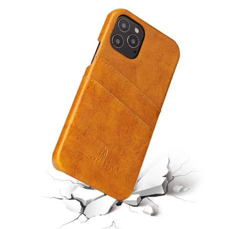 Шкіряний чохол Fierre Shann Retro Oil Wax на iPhone 12/12 Pro - жовтий