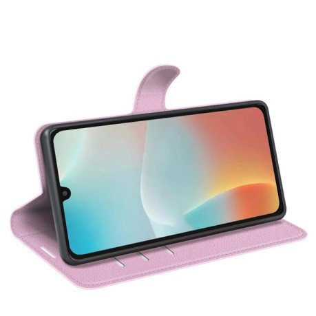 Чехол-книжка Litchi Texture Horizontal Flip Leather на Samsung Galaxy M16 / F16 - розовый
