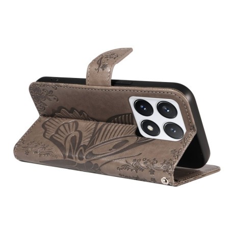 Чохол-книжка Swallowtail Butterfly Embossed Leather для Xiaomi 14T Pro - сірий