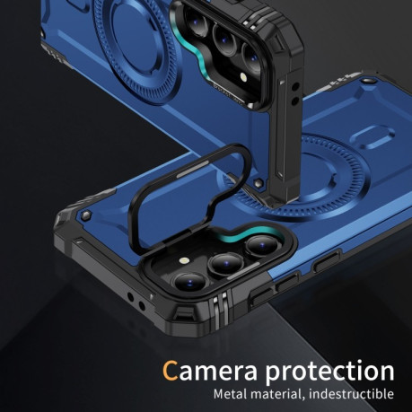 Протиударний чохол MagSafe Lens Holder PC Hybrid TPU  для Samsung Galaxy S24 FE 5G - синій