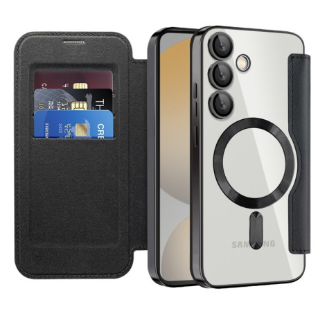 Чохол-книжка Shield MagSafe RFID Anti-theft Leather для Samsung Galaxy S24 FE 5G - чорний