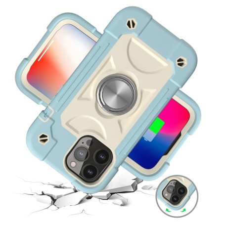 Противоударный чехол Silicone with Dual-Ring Holder для iPhone 13 Pro - голубой