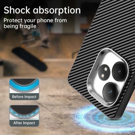 Ударозахисний чохол HMC Carbon Fiber Series IMD на Realme GT 6T - чорний