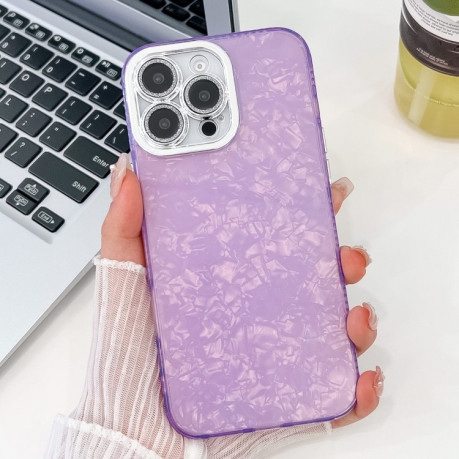 Протиударний чохол Plating Glitter Texture TPU with Lens Film для iPhone 16 Pro Max - Purple Shell Pattern