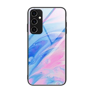 Противоударный стеклянный чехол Marble Pattern Glass на Samsung Galaxy A34 5G - Pink