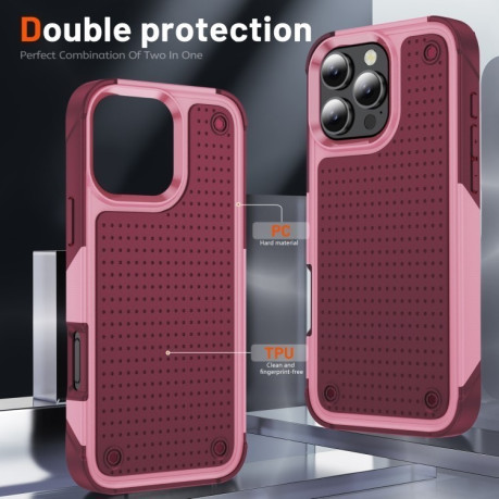 Протиударний чохол PC + TPU Shockproof Protective для iPhone 16 Pro - Pink+Dark Red