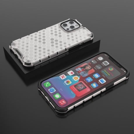 Противоударный чехол Honeycomb на iPhone 13 Pro Max - белый