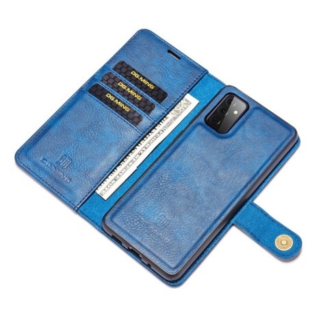 Кожаный чехол-книжка DG.MING Crazy Horse Texture на Samsung Galaxy A72 - синий