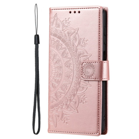 Чехол-книжка Totem Flower для Samsung Galaxy S22 Ultra 5G - розовое золото