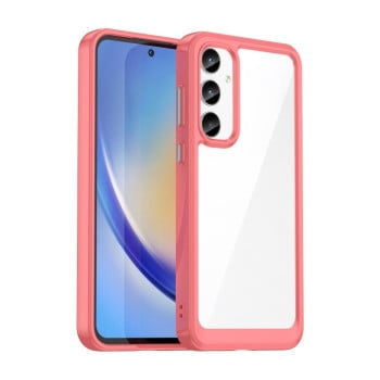 Противоударный чехол  Colorful Acrylic Series с цветной силиконовой боковиной на Samsung Galaxy A55 - красный