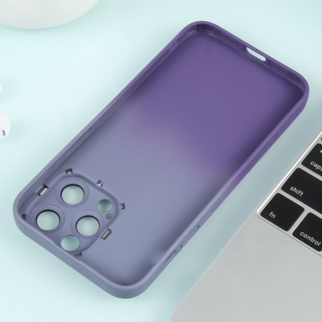 Противоударный чехол Gradient Starry Silicone Phone Case with Lens Film для iPhone 15 Plus -  серо-фиолетовый