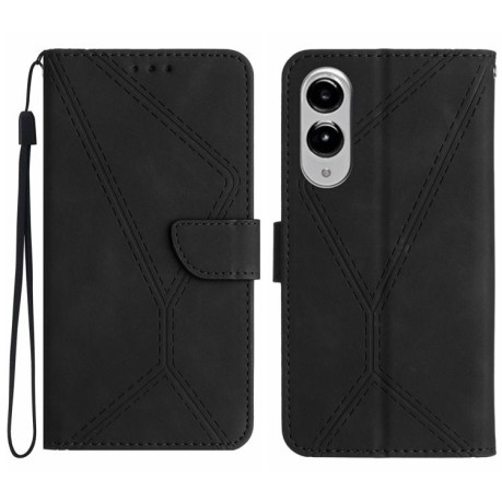 Чехол-книжка Stitching Embossed Leather для Samsung Galaxy S25 Edge 5G - черный