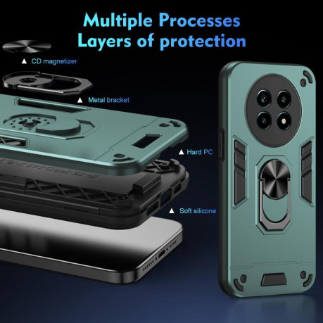 Ударозащитный чехол Shockproof Metal Ring Holder для Realme 13 Pro / 13 Pro+ - зеленый