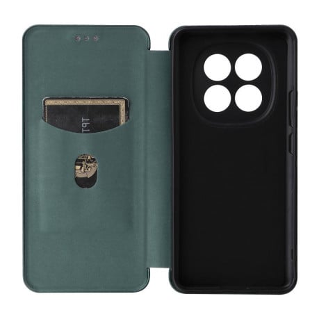 Чехол-книжка Carbon Fiber Texture на Xiaomi Redmi Note 15 4G / 5G /Poco M8 15 5G / 4G 164mm / Poco M8 5G — зелёный
