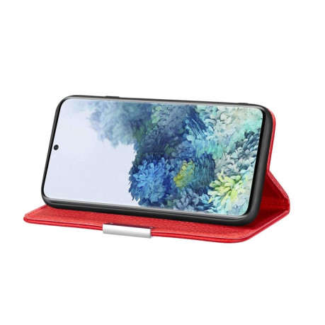 Чехол-книжка Litchi Texture Solid Color на Samsung Galaxy S21 FE - красный