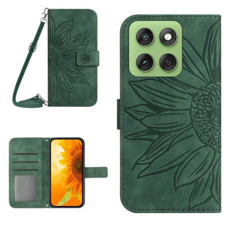 Чехол-книжка Skin Feel Sun Flower для Motorola Edge 60 5G - зеленый