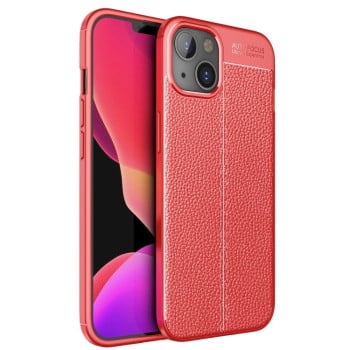 Противоударный чехол Litchi Texture на iPhone 13 mini - красный