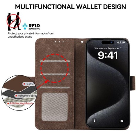 Чехол-книжка ABEEL Color Block Magnetic RFID Leather на Motorola Moto G15 4G / G05 - коричневый