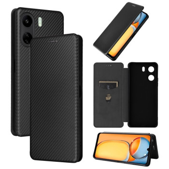 Чехол-книжка Carbon Fiber Texture на Xiaomi Redmi 13C/Poco C65 - черный