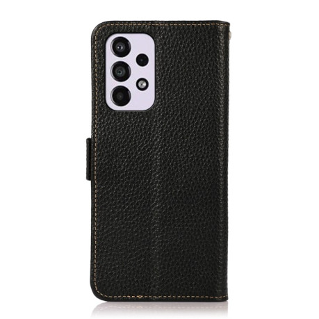 Кожаный чехол-книжка KHAZNEH Genuine Leather RFID для Samsung Galaxy A53 5G - черный