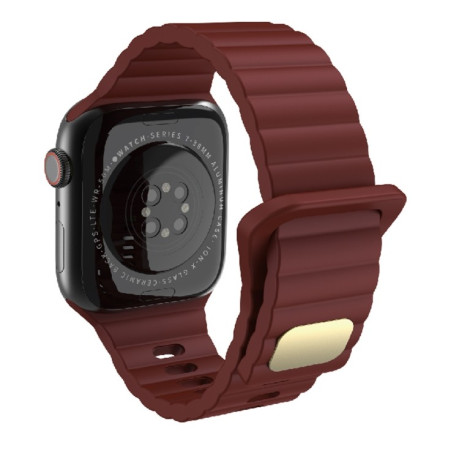 Pемешок Breathable Skin-friendly для Apple Watch Ultra 49mm / Series 8/7 45mm / 44mm / 42mm - темно-красный