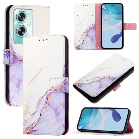 Чехол-книжка PT003 Marble Pattern на OnePlus Nord N30 SE 5G - бело-фиолетовый