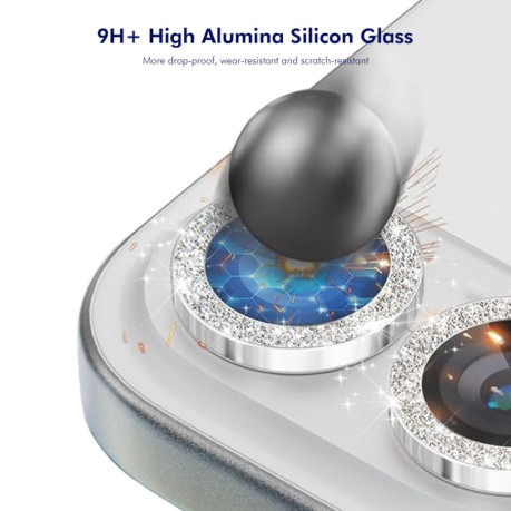Защитное стекло ENKAY Hat-Prince Glitter Rear Camera Lens Aluminium для iPhone 16e - серебристое