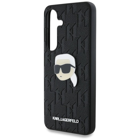 Оригинальный чехол Karl Lagerfeld Leather Monogram Pin Logo Karl Head для Samsung Galaxy S25 - Black