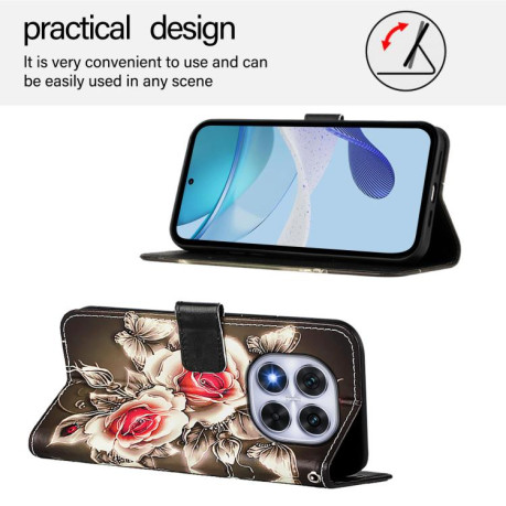Чохол-книжка Colored Drawing Pattern Plain Weave Leather для Xiaomi Redmi Note 14 Pro 5G/Poco X7 - Black And White Tiger