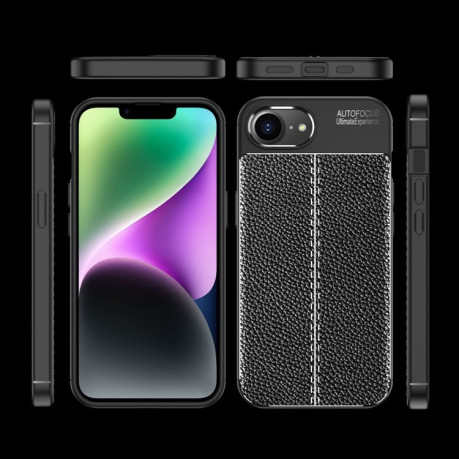 Чохол протиударний Litchi Texture на iPhone 16e - синій