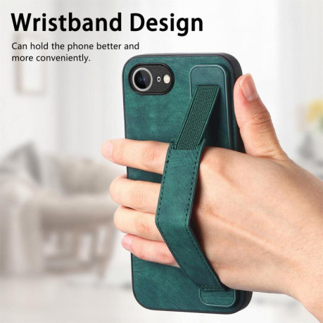 Протиударний чохол Wristband Leather Back для iPhone 16e - зелений