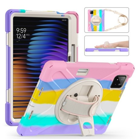 Чехол Rotatable Holder Silicone Hybrid PC для Xiaomi Pad 7 / 7 Pro - Pink