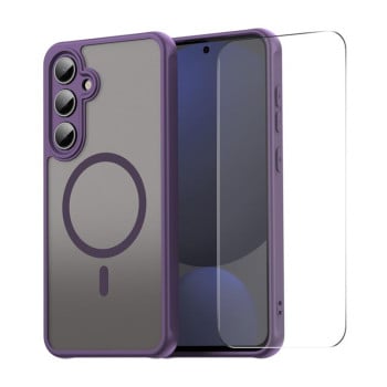 Чохол ENKAY Hat-Prince з MagSafe матовий+скло на Samsung Galaxy S25 FE 5G - фіолетовий