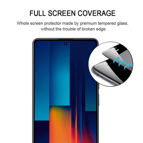 Захисне скло 9H HD 3D Curved Edge (Full Glue) для Xiaomi Poco M6 Pro 4G - чорне