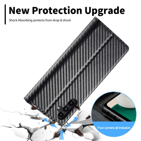 Чехол-книжка LC.IMEEKE Carbon Fiber для Samsung Galaxy A04s/A13 5G - Vertical Black