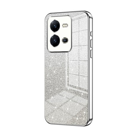 Ударозащитный чехол Gradient Glitter Powder Electroplated на Vivo V25 / V25e - серебристый
